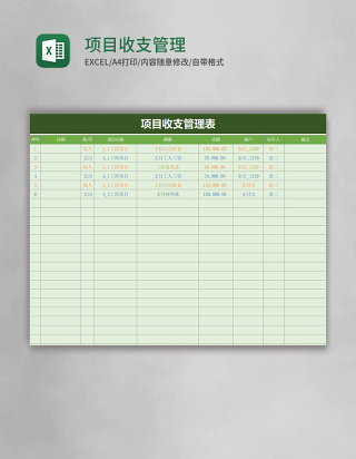 项目收支管理表excel模板