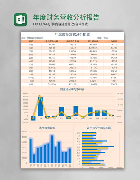 年度财务营收分析报告Excel模板