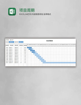 项目周期表格