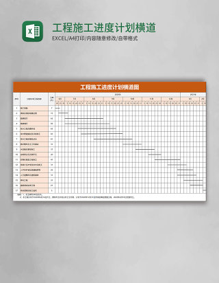 工程施工进度计划横道图excel模板