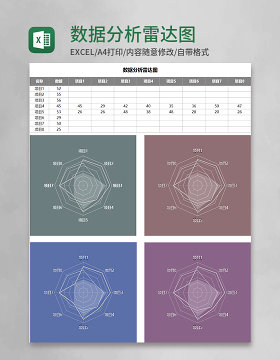 数据分析雷达图Execl模板