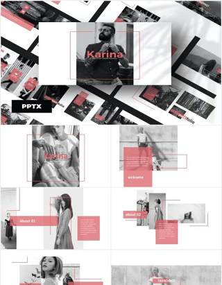 时尚作品图片展示PPT模板KARINA - Powerpoint Template