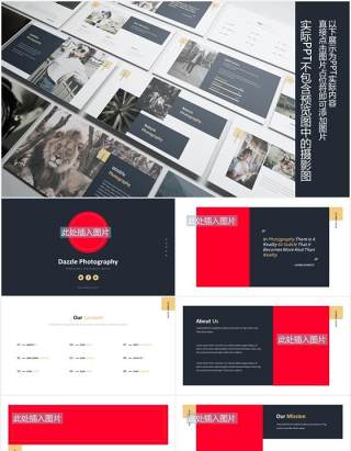 摄影作品图片展示排版设计PPT模板Dazzle Photography Powerpoint Template