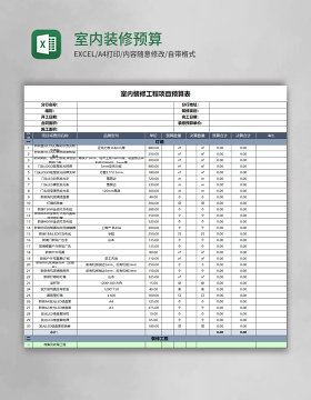 室内装修预算表Excel模板