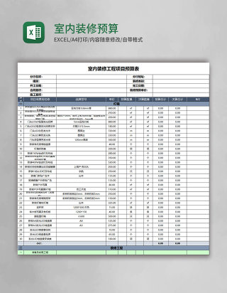 室内装修预算表Excel模板