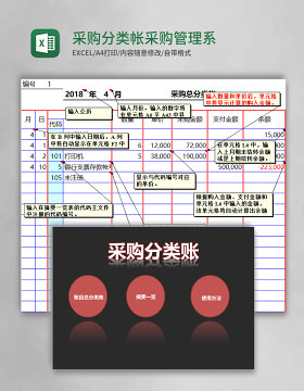 采购分类帐Excel表格采购管理系统