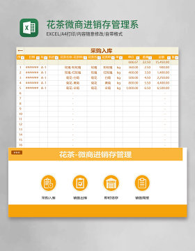 花茶微商进销存管理系统Excel表格