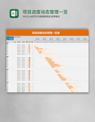 项目进度动态管理一览表excel模板