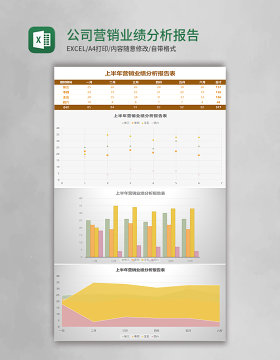 公司营销业绩分析报告表Excel模板