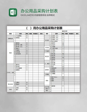 办公用品采购计划表