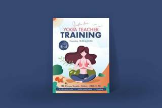 美丽女孩瑜伽训练海报EPS矢量插画设计模板Beautiful Girl Yoga Training Poster Illustrator