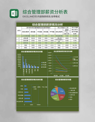 综合管理部薪资分析表excel表格模板