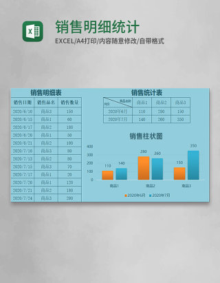 销售明细统计表Execl模板