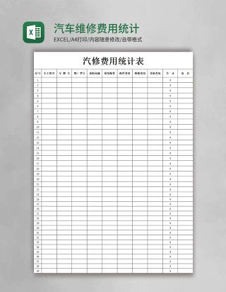 汽车维修费用统计表excel模板