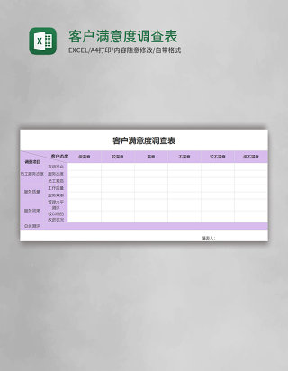 客户满意度调查表excel表格模板
