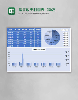 销售收支利润表（动态图表）Excel模板