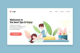 美容spa平面网页模板登陆页面EPS插画素材Beauty spa flat web template for Landing page