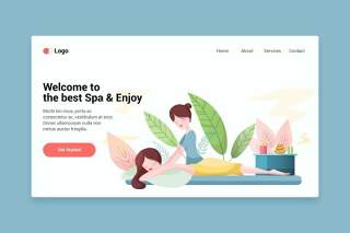 美容spa平面网页模板登陆页面EPS插画素材Beauty spa flat web template for Landing page