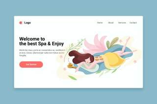 登录页Spa平面web模板EPS矢量插画设计Spa flat web template for Landing page