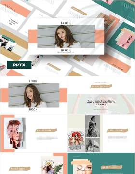 作品图片展示产品介绍PPT模板Lookbook Powerpoint Template