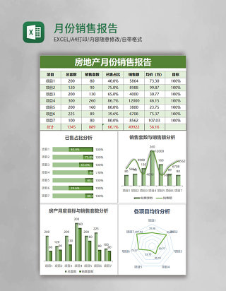 月份销售报告execl模板