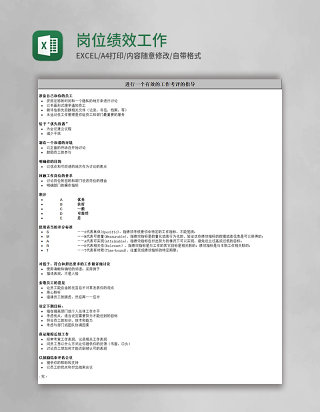 岗位绩效工作表格excel模板