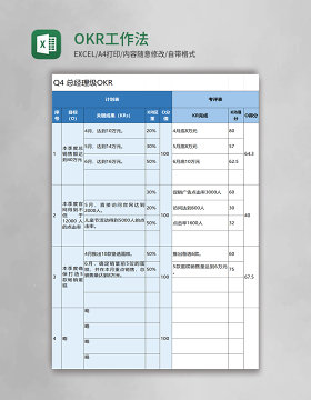 OKR工作法excel模板