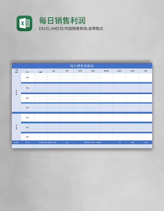 每日销售利润表Excel模板