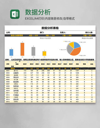 数据分析表格Execl模板