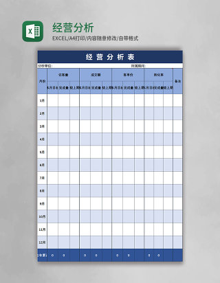 简约实用经营分析表excel模板