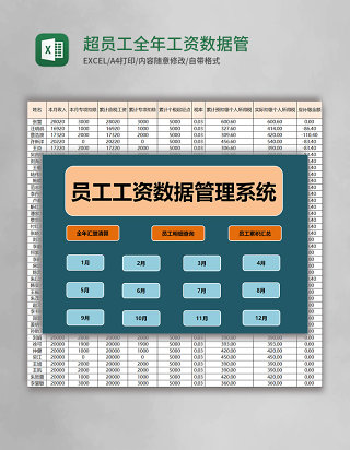 超实用员工全年工资数据Excel管理系统