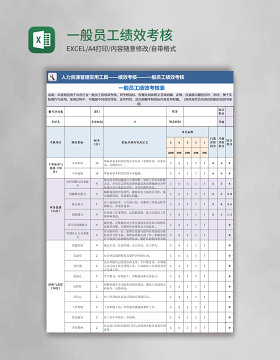 一般员工绩效考核excel模板