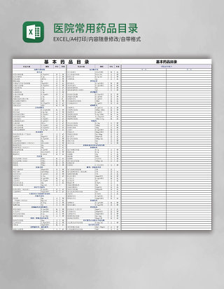 医院常用药品目录