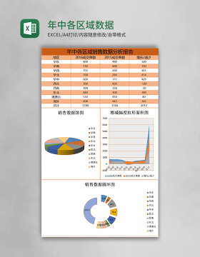 年中各区域数据excel表格模板