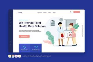 医疗保健和医疗登录页模板医生概念EPS矢量插画设计Healthcare & Medical Landing Page Template Concept