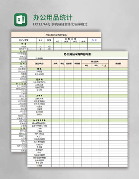 办公用品统计表excel模板