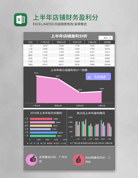 上半年店铺财务盈利分析利润表