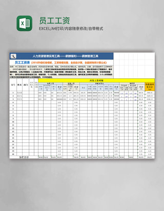 员工工资表excel模板