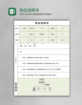 岗位说明书表格excel模板