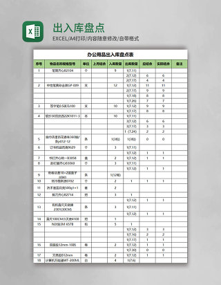 出入库盘点表Excel模板