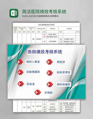 简洁医院绩效考核系统Excel模版