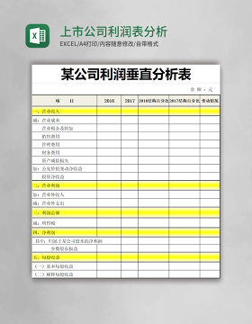 上市公司利润表分析模板