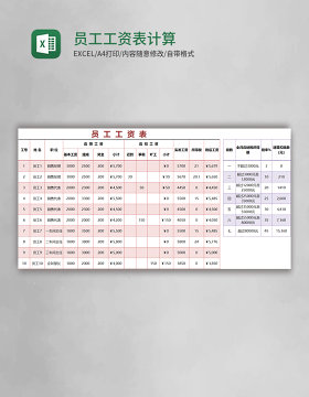 员工工资表计算excel模板