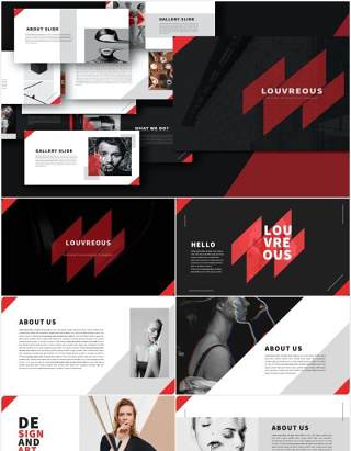 时尚作品展示PPT模板LOUV Powerpoint Template