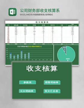 公司财务部收支核算系统excel表模板管理系统