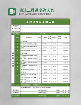 简洁工程进度确认表