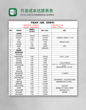 开发成本估算表excel表