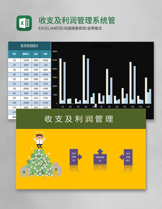 收支及利润管理系统excel表格模板excel管理系统