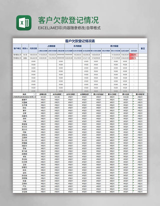 客户欠款登记情况表excel模板