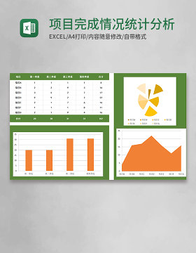 项目完成情况统计分析表excel模板